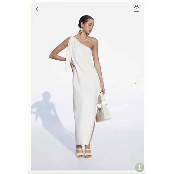 CULT GAIA Kamila One Shoulder Linen Maxi Dress Off White Womens Size XS - Picture 1 of 9